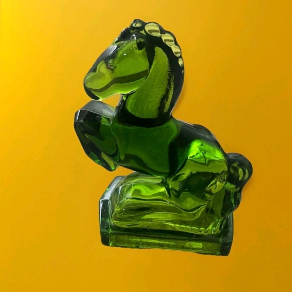 L.E. Smith Green Glass Horse Sculpture Bookend